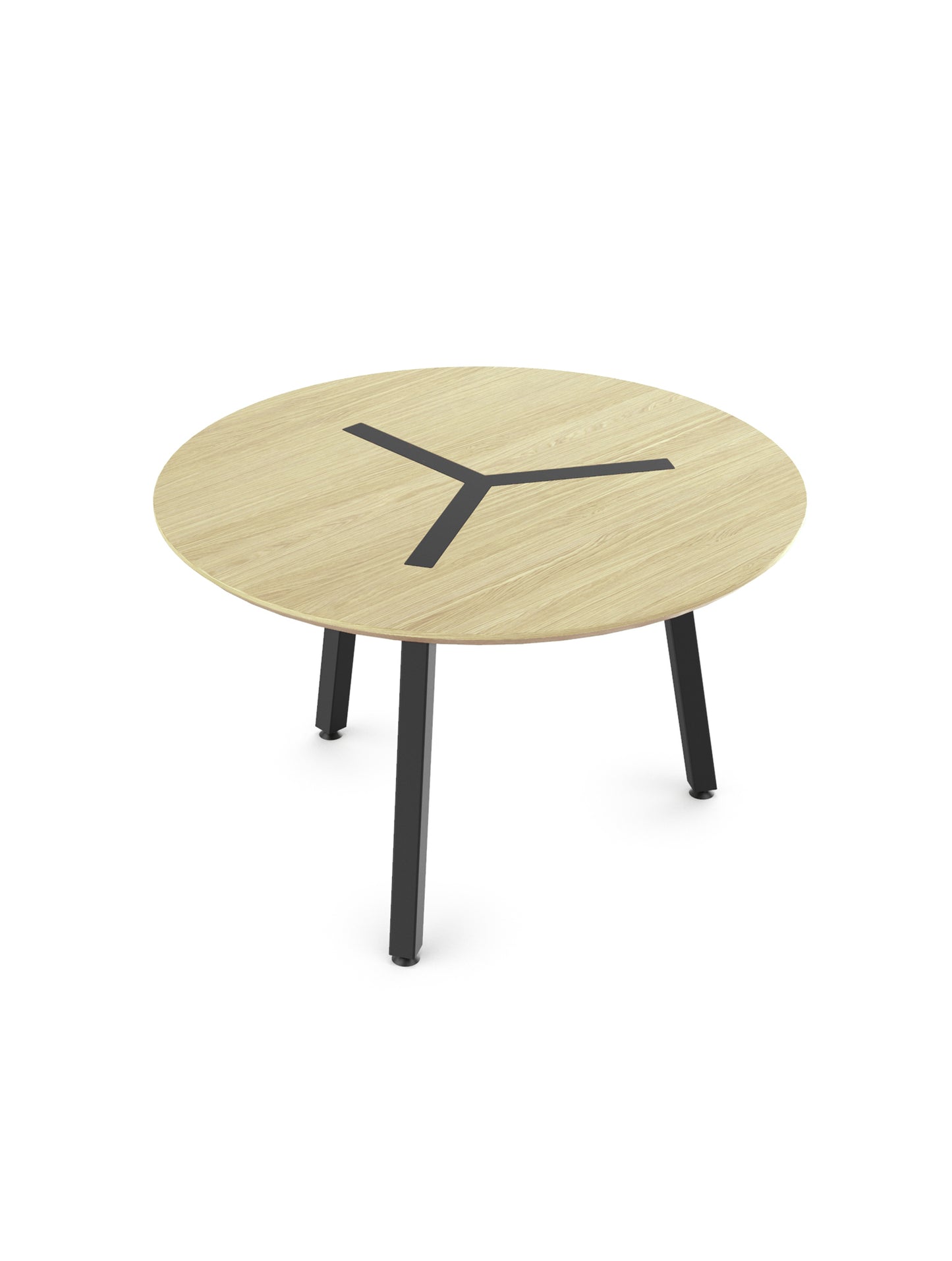 שולחן קפיטריה מעץ אלון עם רגלי מתכת שחורות