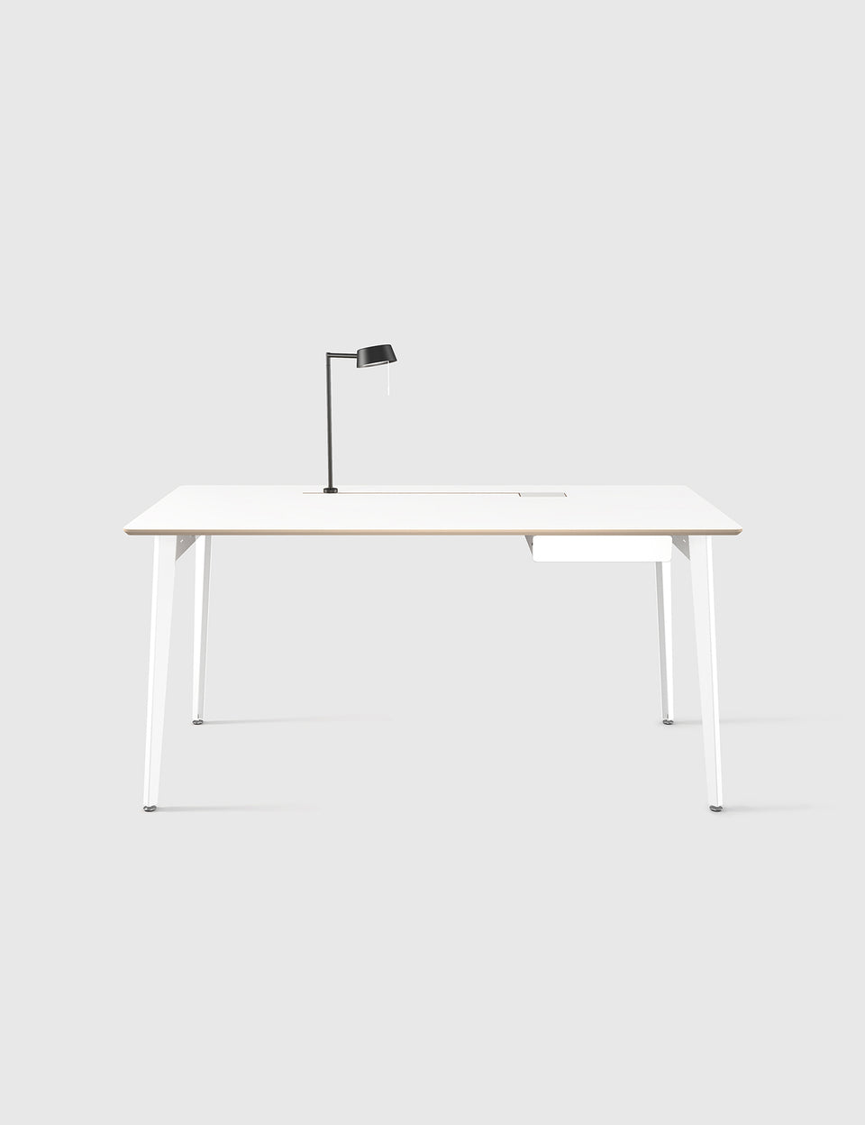 שולחן כתיבה לבן עם מגירה ומנורה |  Independent
