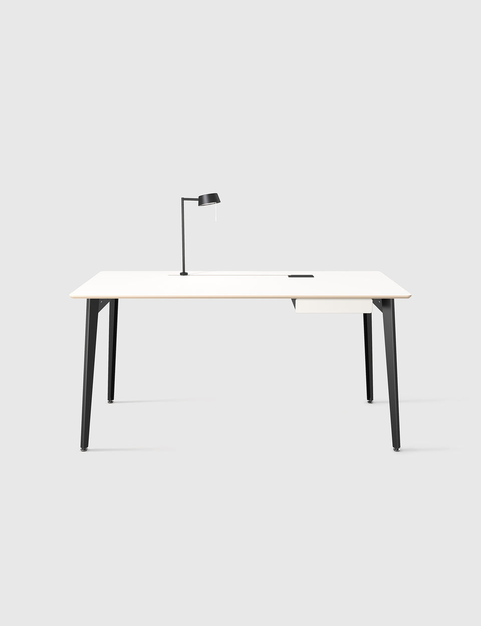 שולחן כתיבה שחור לבן  עם מנורה ומגירה |  Independent